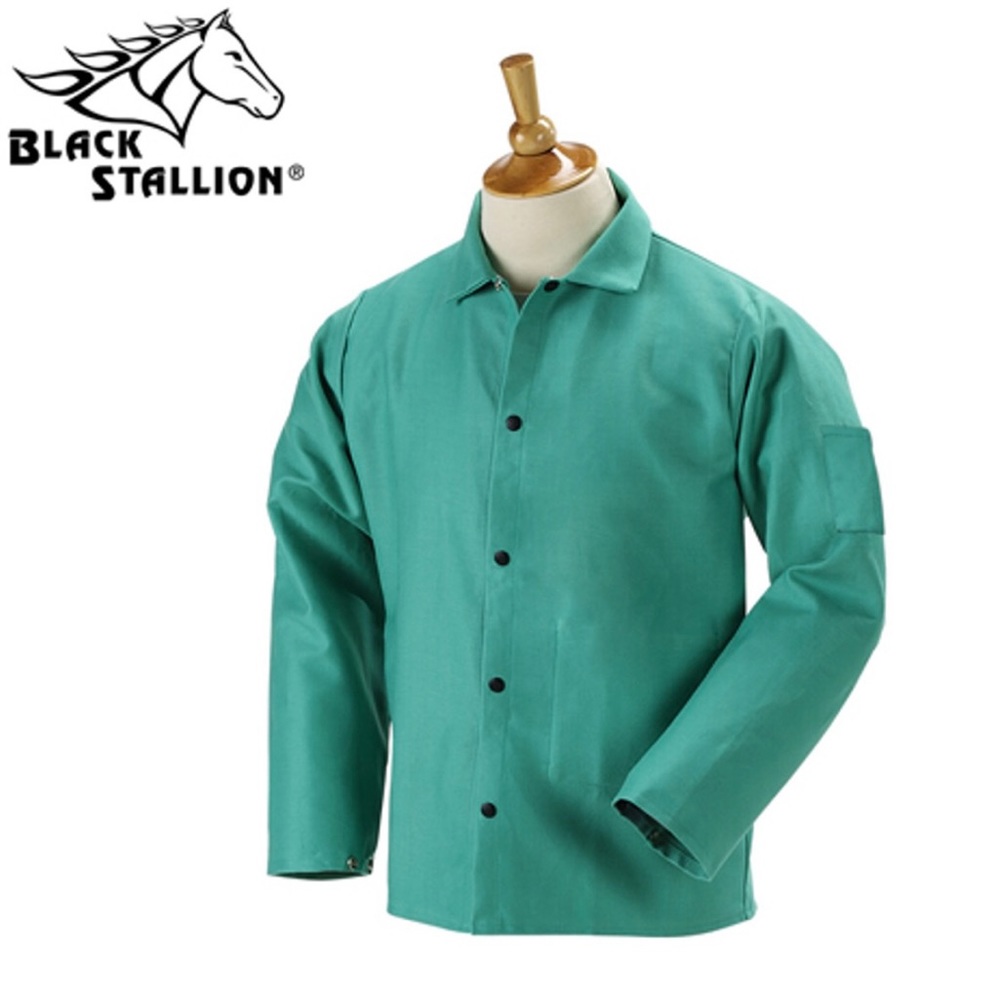 Black Stallion FR Green Welding Jacket 9 oz.  THE MODERN WELDING JACKET …